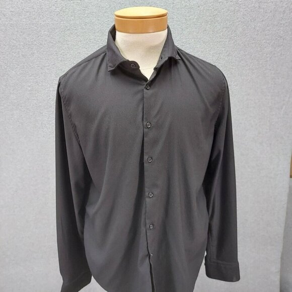 Denim & Flower Men's Black Button Down Textured Casual Shirt Sz XL Relaxed - Picture 1 of 4